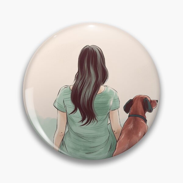 Item preview, Lifelong Companions: Dark-Haired Muse and Faithful Daschund designed and sold by EmeraldeaArt.
