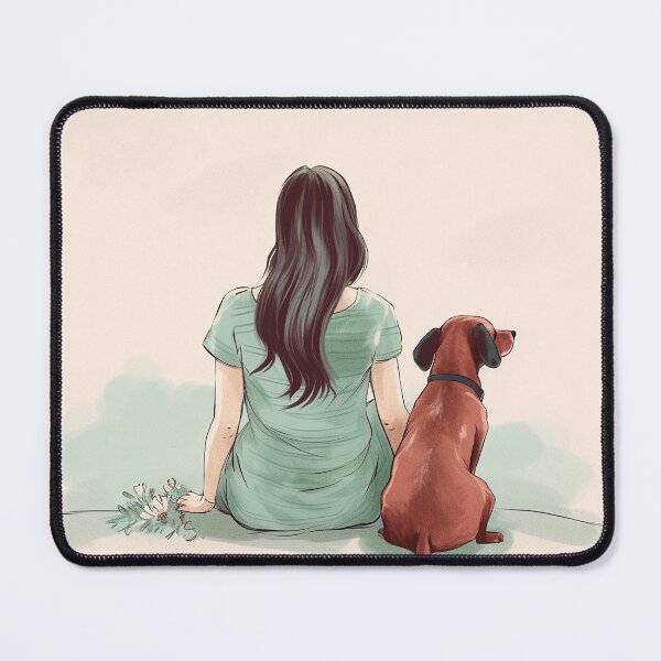 Item preview, Lifelong Companions: Dark-Haired Muse and Faithful Daschund designed and sold by EmeraldeaArt.