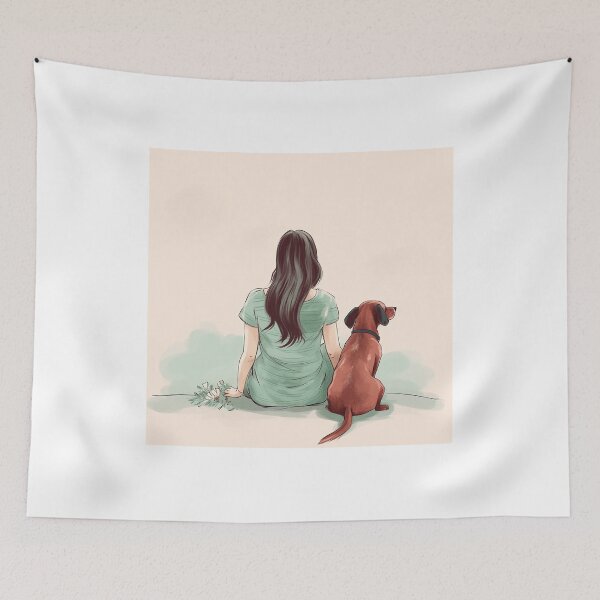 Item preview, Lifelong Companions: Dark-Haired Muse and Faithful Daschund designed and sold by EmeraldeaArt.