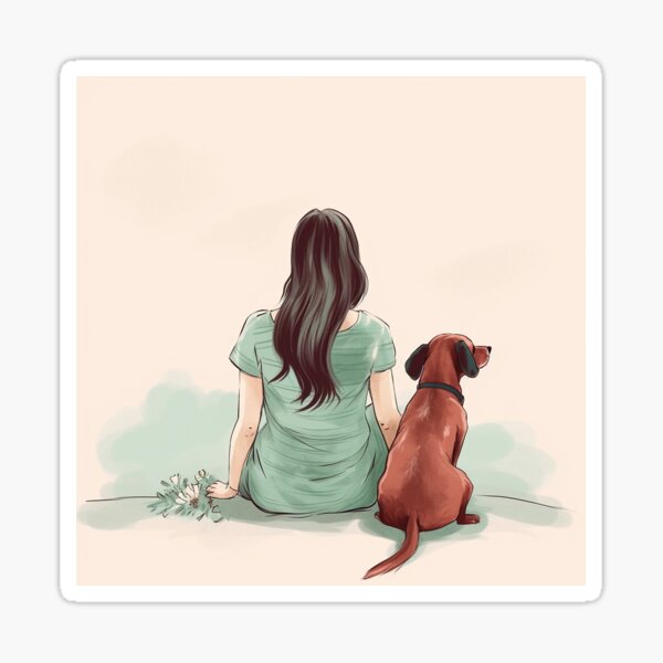 Item preview, Lifelong Companions: Dark-Haired Muse and Faithful Daschund designed and sold by EmeraldeaArt.