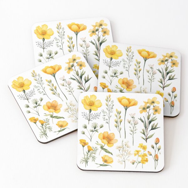 Item preview, Yellow & White Flowers Watercolour  designed and sold by fluidwatercolor.