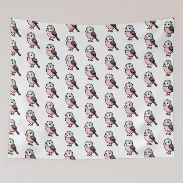 Aperçu de l'œuvre Mésange à longue queue Kawaii UK Art et autocollants inspirés des oiseaux créée et vendue par CDC40.
