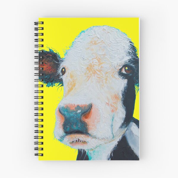 Item preview, Hereford Cow painting on yellow background designed and sold by MatsonArtDesign.