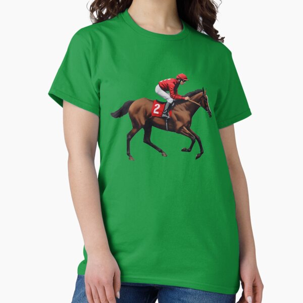 Aperçu de l'œuvre Cheval de course et cavalier en rouge créée et vendue par No1Equestrian.