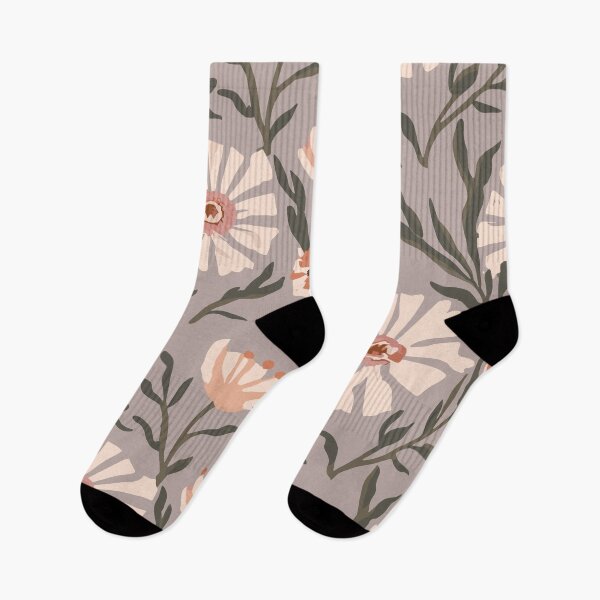 Item preview, Retro Floral Pattern in Grey and White designed and sold by SamJanner.