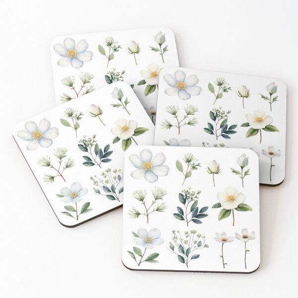 Item preview, White Little Flowers Watercolour Beauty  designed and sold by fluidwatercolor.