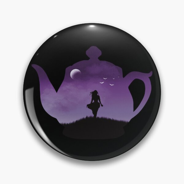 Artikelvorschau, Teekessel Lila Windy Moon Sky Feminine Silhouette entworfen und verkauft von Skull Fern.