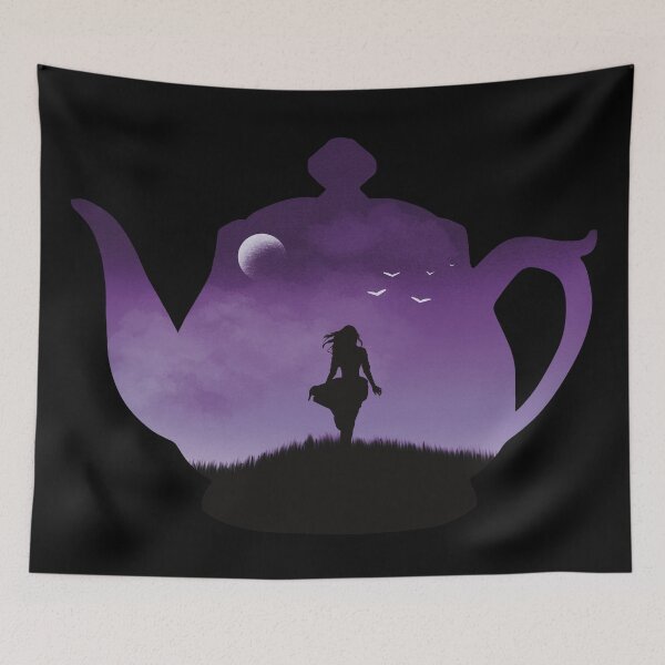 Item preview, Tea Kettle Purple Windy Moon Sky Feminine Silhouette  designed and sold by Skull Fern.