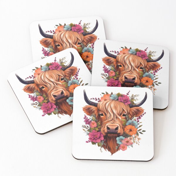 Item preview, Highland Cow with Floral designed and sold by ArtFromBeyond.