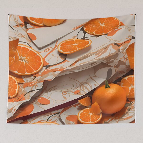 Item preview, Orange slices of orange on a white surface designed and sold by johndesign88.