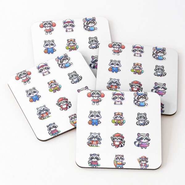 Item preview, Raccoon Playing Different Sports Sticker Sheet designed and sold by SkyTastic.