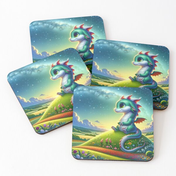 Item preview, Starry Night: Whimsical Dragon in Serene Landscape designed and sold by SunkenCost.