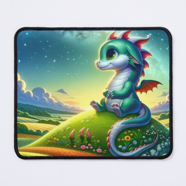Item preview, Starry Night: Whimsical Dragon in Serene Landscape designed and sold by SunkenCost.