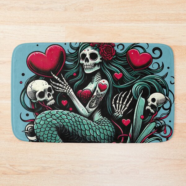 Item preview, Gothic Mermaidcore Valentine's Day Skeleton Mermaid designed and sold by ArtadoraDesignz.