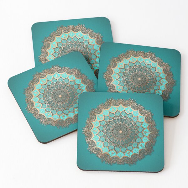 Item preview, Elegant teal & gold Mandala designed and sold by Kat Sharp.
