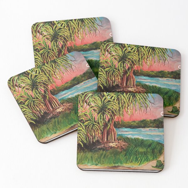 Item preview, Painting of Pandanas at Sunset Golden Beach designed and sold by ComicJo.