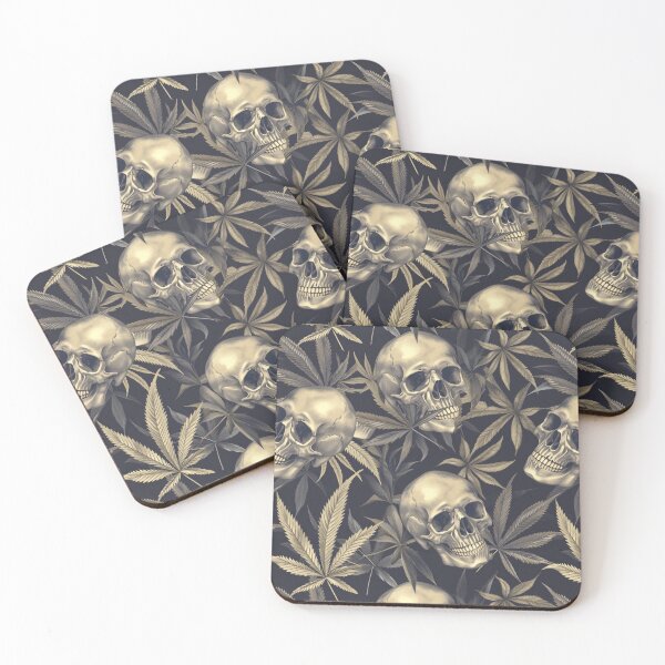 Item preview, Cannabis and Skulls Leaves Weed Seamless Pattern designed and sold by MedicatedMedusa.