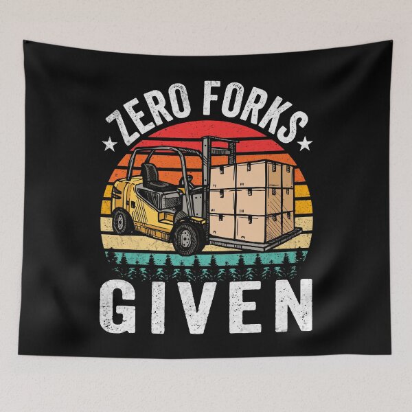 Item preview, Retro Style Sunset Funny Forklift Operator Zero Forks Given designed and sold by MobyStickers.