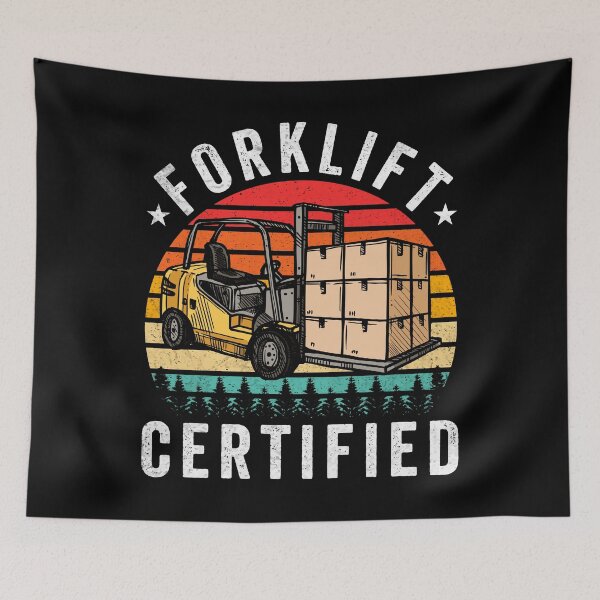 Item preview, Retro Style Sunset Vintage Funny Certified Forklift Operator designed and sold by MobyStickers.