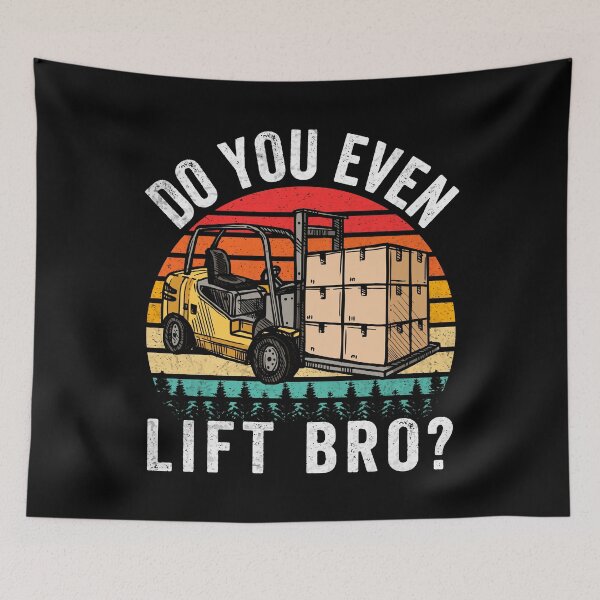 Item preview, Retro Sunset Funny Forklift Operator Do You Even Lift Bro designed and sold by MobyStickers.