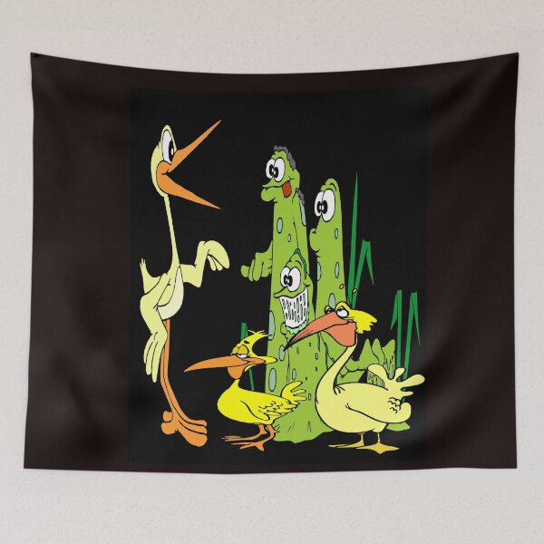 Item preview, Birds with Swamp Creatures Fantasy Whimsical Funny Comic Print  designed and sold by posterbobs.