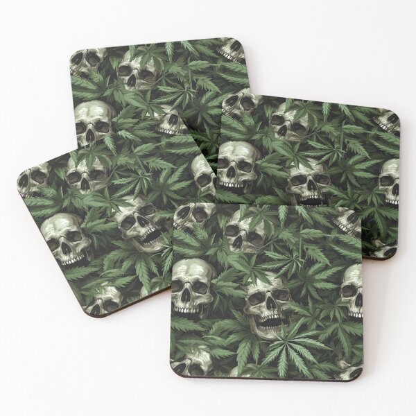 Item preview,  Cannabis Weed Forest and Skulls Seamless Pattern designed and sold by MedicatedMedusa.