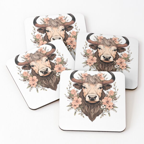 Item preview, Highland Cow with Floral designed and sold by ArtFromBeyond.