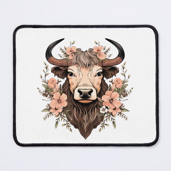 Item preview, Highland Cow with Floral designed and sold by ArtFromBeyond.