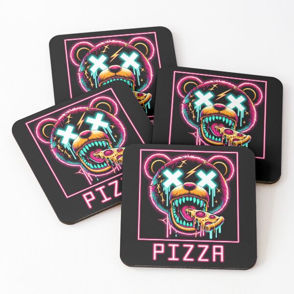Item preview, Scary Teddy Bear eating a slice of pizza designed and sold by FirstCast.