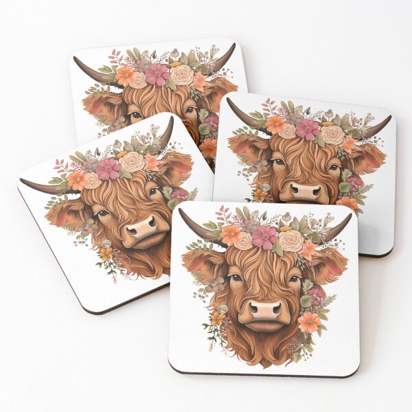 Item preview, Highland Cow with Floral designed and sold by ArtFromBeyond.