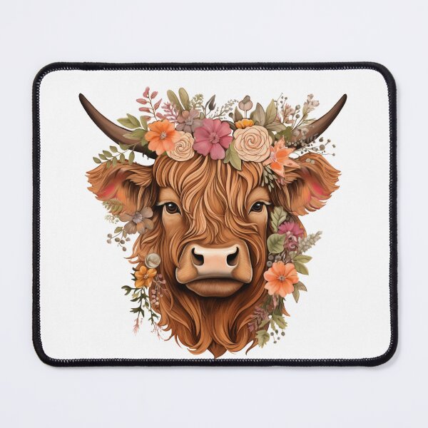 Item preview, Highland Cow with Floral designed and sold by ArtFromBeyond.