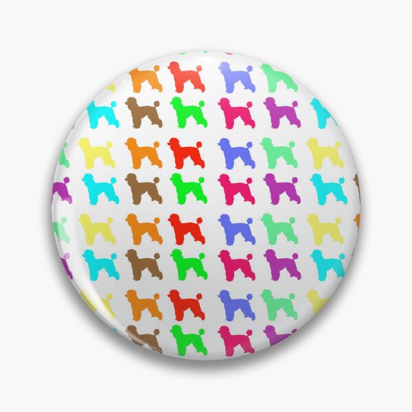 Item preview, Multicolor poodles in ten different colors in a medium tiled repeating rainbow silhouette pattern designed and sold by ElegantTeaTime.