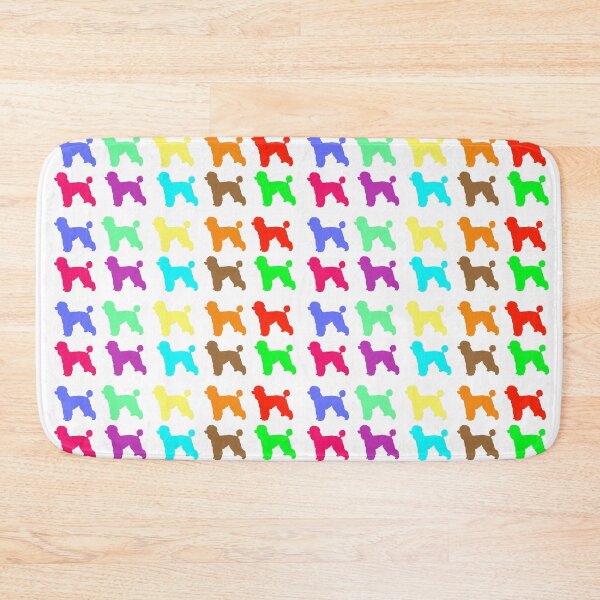 Item preview, Multicolor poodles in ten different colors in a medium tiled repeating rainbow silhouette pattern designed and sold by ElegantTeaTime.