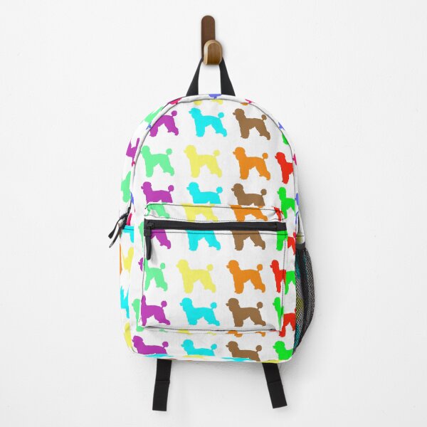 Item preview, Multicolor poodles in ten different colors in a medium tiled repeating rainbow silhouette pattern designed and sold by ElegantTeaTime.
