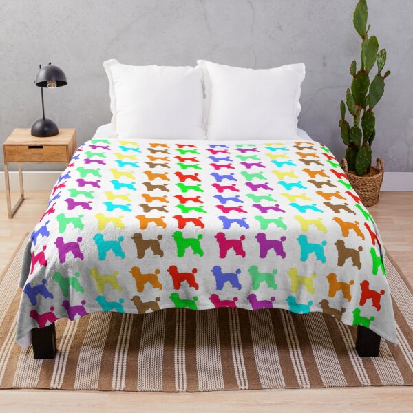 Item preview, Multicolor poodles in ten different colors in a medium tiled repeating rainbow silhouette pattern designed and sold by ElegantTeaTime.