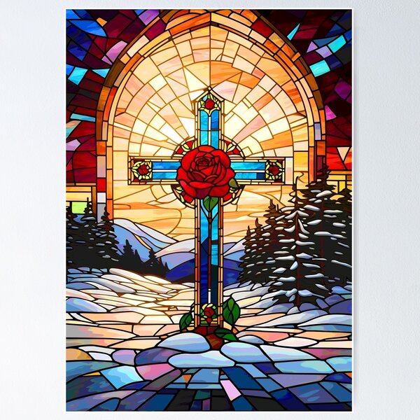 Item preview, Stained Glass Rose Cross of the Rosicrucians designed and sold by Occult Designs.