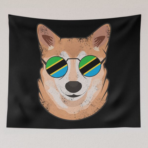 Item preview, Vintage Patriotic Shiba Inu Tanzanian Flag designed and sold by feether-store.