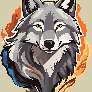 Artwork thumbnail, wolf on fire by StickerLab4