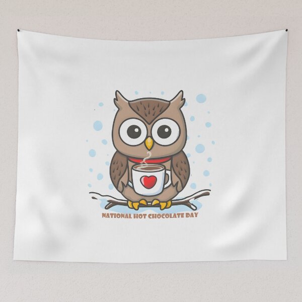 Item preview, Owl drinking hot chocolate designed and sold by r105.