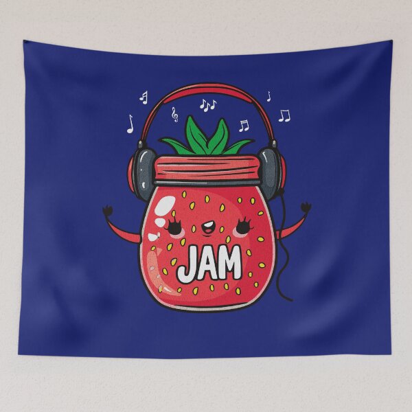 Item preview, Jammin' Strawberry Beats - Musical Jam Jar Design designed and sold by Sir Meow Meow.