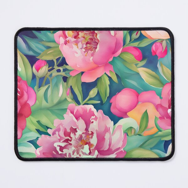 Item preview, Pink watercolor peonies on navy blue designed and sold by SophieClimaArt.