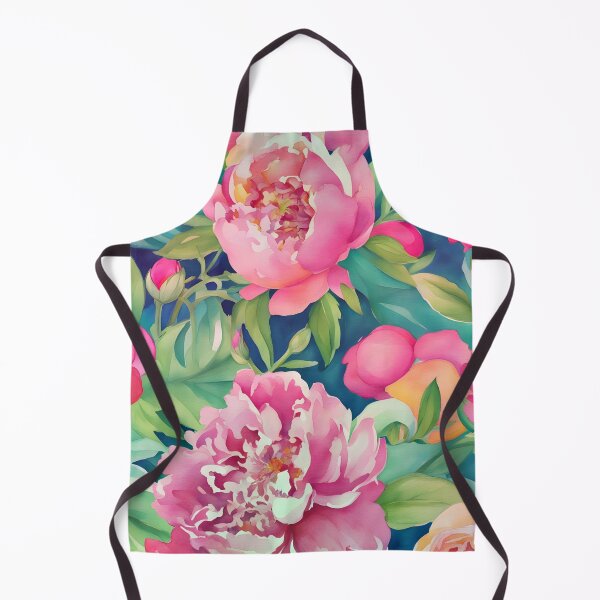 Item preview, Pink watercolor peonies on navy blue designed and sold by SophieClimaArt.