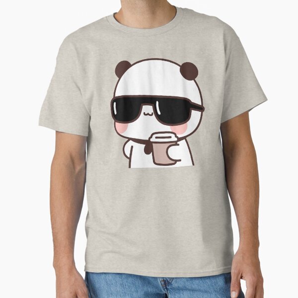 Vista previa del artículo con la obra «Genial BuBu Panda con gafas de sol sosteniendo su café❤️», diseñado y vendido por Pandety.