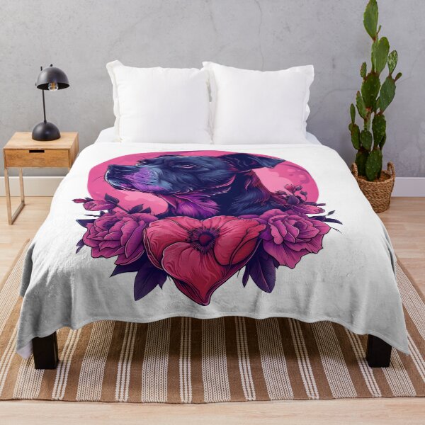 Item preview, Black dog with flowers designed and sold by TheRealmWithin.