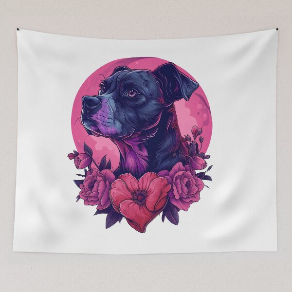 Item preview, Black dog with flowers designed and sold by TheRealmWithin.