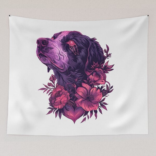 Item preview, Crying dog in flowers designed and sold by TheRealmWithin.