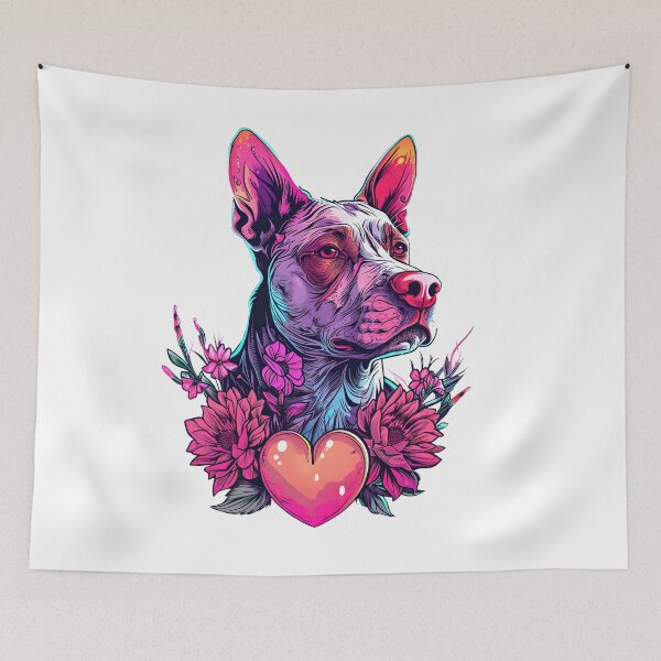 Item preview, Dog with heart and flowers designed and sold by TheRealmWithin.