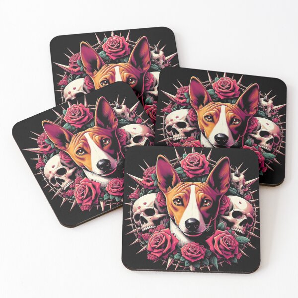 Item preview, Basenji, Skulls and Roses designed and sold by LojaKoru.