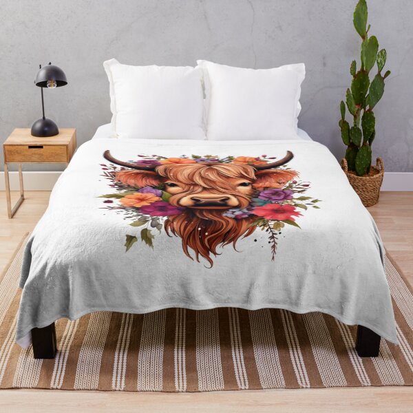 Item preview, Highland Cow with Floral designed and sold by ArtFromBeyond.