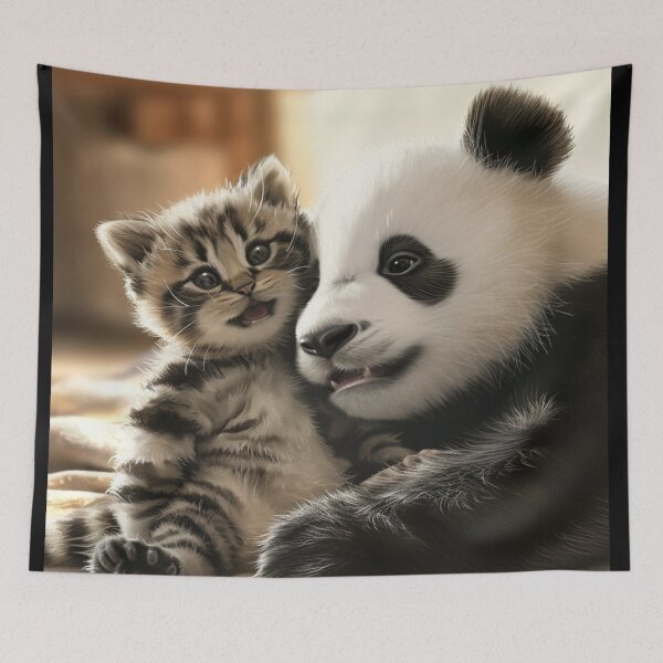 Item preview, Heartwarming Cute Animals Playful Baby Panda Furry Kitten Unique Pet Art C116-01 designed and sold by MPCFICTION.